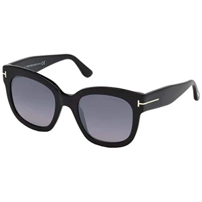 Image of TOM FORD Woman FT0613 Beatrix 02 01C Sunglasses Acetate Black Smoke Geometric Normal Mirror