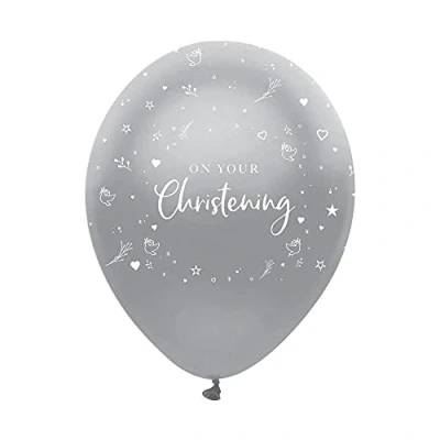 Image of Creative Party Silver Christening Balloons, 6 Decorations for girls and boys, RB345