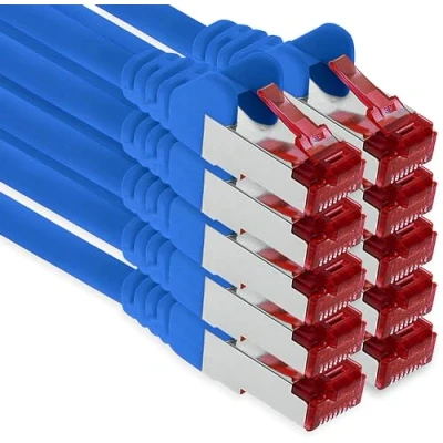 Image of 2m Cat6 Lan Ethernet Cable Patch Network Cat 6 1000 Mbit/s RJ45 Plug Internet for TV Computer switch Gaming etc. blue 10 pieces
