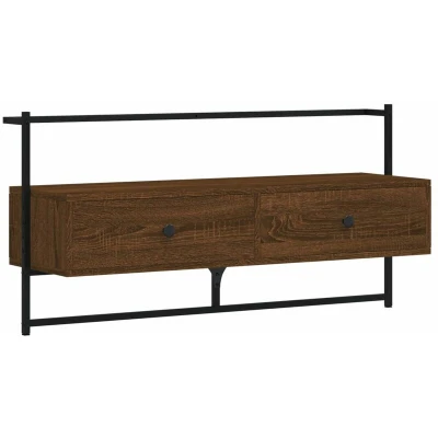Image of vidaXL TV Cabinet Wall mounted Brown Oak 100.5x30x51 cm Engineered Wood