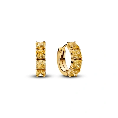 Image of Pandora Gold Yellow Crystal Hoop Earrings