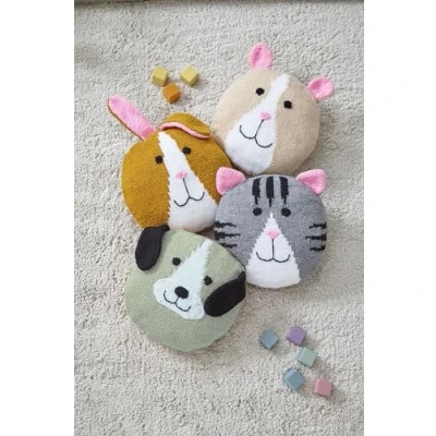 Image of King Cole Chunky Knitting Pattern Knitted Animal Cushion Covers