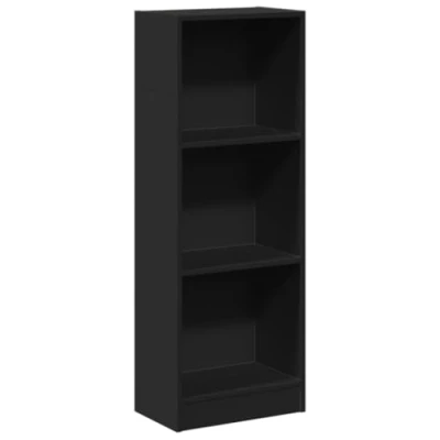 Image of vidaXL Bookcase Bookshelf Black Engineered Wood Storage Cabinet with Open Compartments &amp; Easy Cleaning for Living Rooms, Bedrooms, Hallways