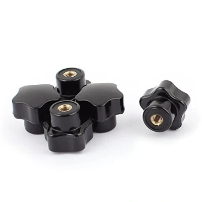 Image of sourcingmap Plastic Star Head Clamping Knob Handle M5 Female Threaded 5pcs Black