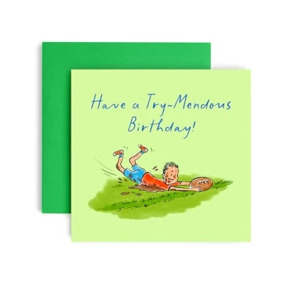 Image of Huxters Birthday card for Son and Grandson Nephew Brother Rugby from Mum Dad