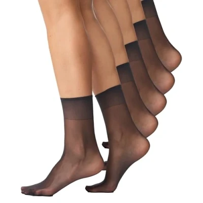 Image of Nur Die Women&#039;s 5er Söckchen Seidenfein, 625869 Socks, 0, Black (Schwarz 094), one Size (Pack of 5)