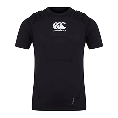 Image of Canterbury Kid&#039;s Rugby Protection Vest, Black/Whte/Silver, MB