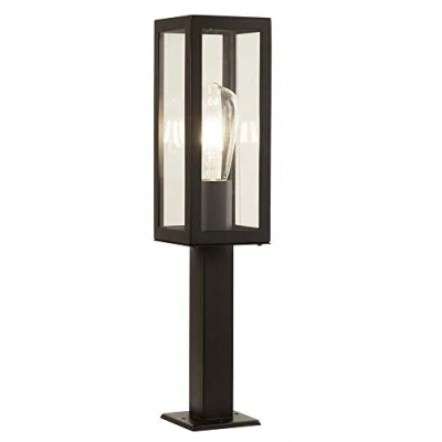 Image of Box 1 Light Outdoor Short Bollard Black with Clear Glass IP44, E27