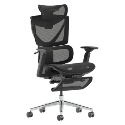 Image of MUSSO V900 Structure Master Ergonomic Office Chair, 3 Level Adjustable Backrest Lumbar Support 4D Armrest &amp; Headrest Retractable Footrest, Mesh High Back for Home/Office