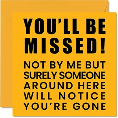 Image of Leaving Gifts for Colleagues Women Men You&#039;ll Be Missed Sorry Your Good Luck In New Job Card, 145mm x Greeting Cards, Funny Congratulations Card