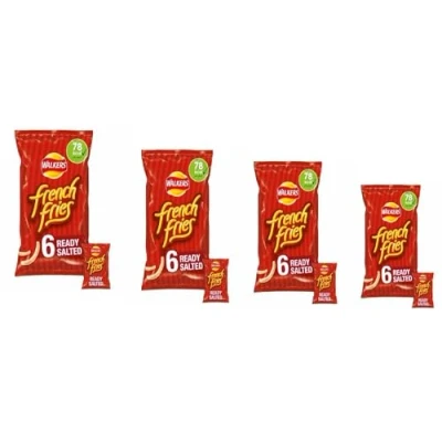 Image of Walkers French Fries Ready Salted Multipack Crisps, 4 x 6x18g