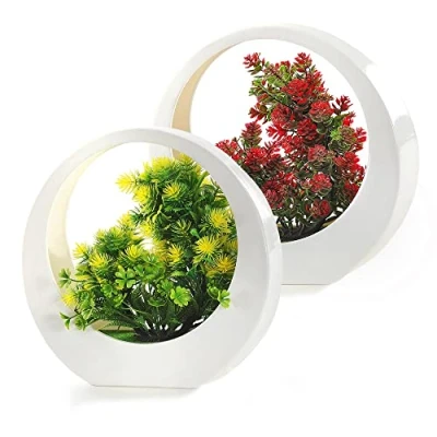 Image of Bonicxane Set of 2 Artificial Plants Decorative Fake for Indoor and Outdoor Faux Succulent Bedroom Office Desk &amp; Home Decor (Cool Aspect)
