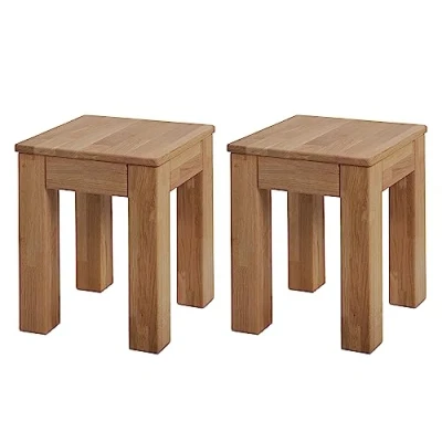 Image of Krok Wood Bonn Solid Stool in Oak 35 x 45 cm Pack of 2