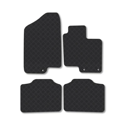 Image of Rubber Car Mats Compatible with Kia Optima (2012 2016) Tailored Fit Floor Set Accessory Black Custom 4 Pieces Clips Anti Slip Backing, Heavy Duty &amp; Waterproof