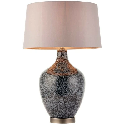 Image of Ilsa 1 Light Table Grey Black Painted Glass &amp; Matt Nickel Plate, E27
