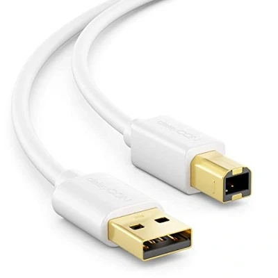 Image of deleyCON 1m (3.28 ft.) Data Cable Printer Scanner USB A Male to B for White