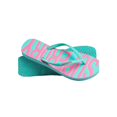 Image of Superdry Women&#039;s Vintage Vegan FLIP Flop, Aqua, Small UK