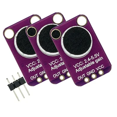 Image of Fasizi 3pcs Electret Microphone Amplifier MAX4466 Module Adjustable Gain Blue Breakout Board for Arduino