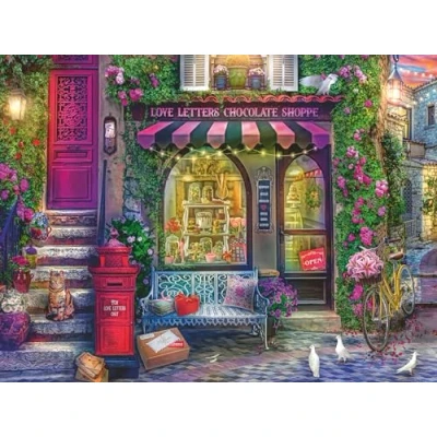 Image of Ravensburger Love Letters Chocolate Shop 1500 Piece Jigsaw Puzzle for Adults &amp; Kids Age 12 Years Up, Black