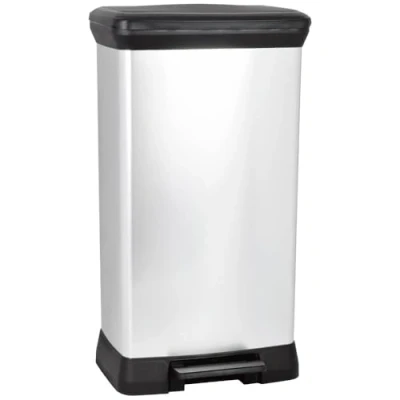 Image of CURVER DECOBIN Waste Bin, Plastic, Silver Metallic