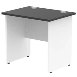 Image of Impulse 800x600mm Straight Office Desk Black Top White Panel End Leg