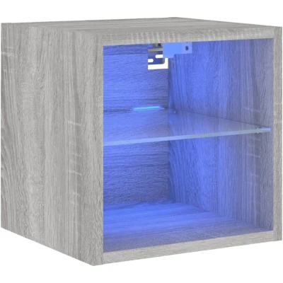 Image of vidaXL TV Wall Cabinet with LED Lights Grey Sonoma 30x28.5x30 cm