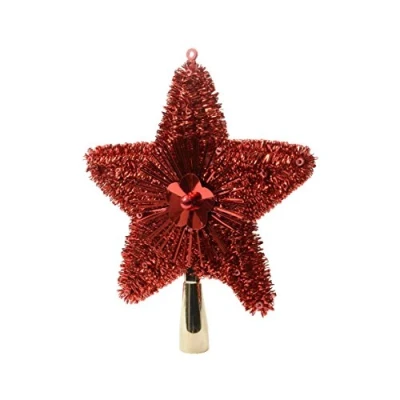 Image of Kaemingk Tree Top Star Christmas Red Lametta