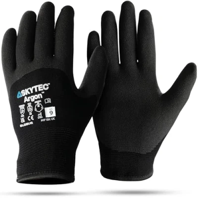 Image of Skytec Black Thermal Safety Gloves Lightweight Nylon Work with Cold and Water Resistance for Enhanced Protection in Gardening, Construction, Heavy Duty Tasks Large (Pack of 1)