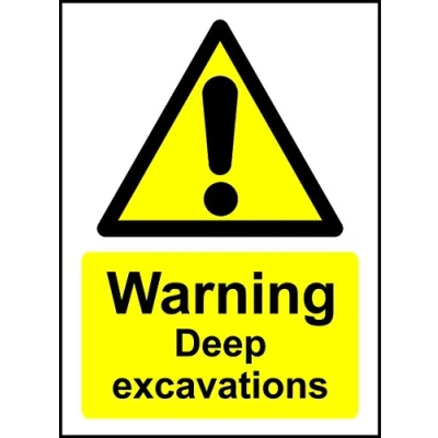 Image of Warning Deep Excavations Safety Sign 1.2mm Rigid plastic 300mm x 200mm