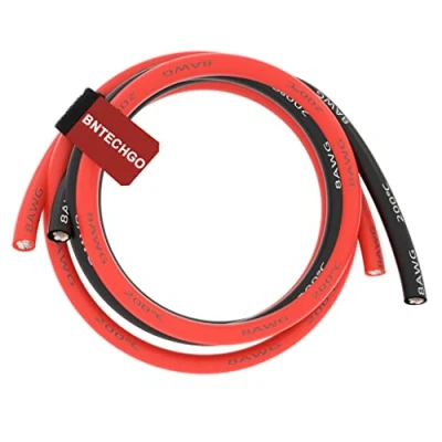 Image of BNTECHGO 8 Gauge Silicone Wire Ultra Flexible 10 ft high temp 200 deg C 600V AWG 1650 Strands of Tinned Copper Stranded Model Cable Black and Red Each Color 5