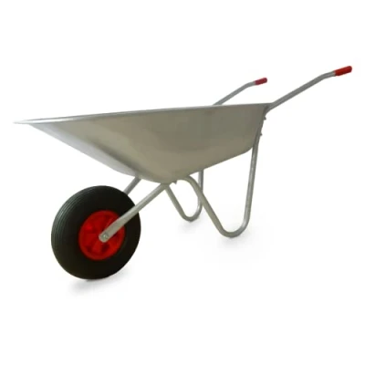 Image of 65L Wheelbarrow Heavy Duty Galvanised Home Garden Metal Cart with Pneumatic Tyre