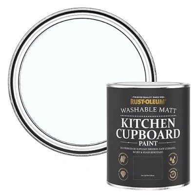 Image of Rust Oleum Light Blue Kitchen Cupboard Paint in Matt Finish Icecap 750ml