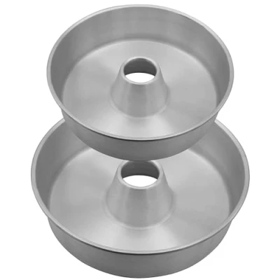 Image of Space Home Set of 2 Aluminium Non Stick Savarin Mould Ring Cake Tin Diameter 24 and 28 cm