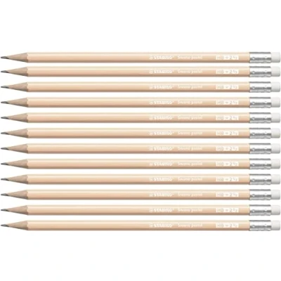 Image of Graphite Pencil with Eraser STABILO Swano Pastel Pack of 12 Apricot HB