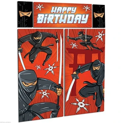 Image of Amscan 670523 Ninja Scene Setter Decorating Kit, Multicoloured