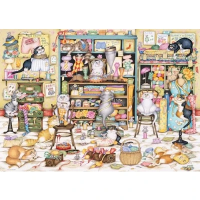 Image of Ravensburger Crazy Cats Mrs Hardwick&#039;s Haberdashery 1000 Piece Jigsaw Puzzles for Adults and Kids Age 12 Years Up Animals