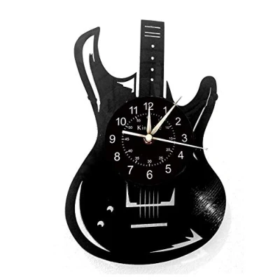 Image of Smotly Vinyl wall clock, guitar design, decoration, large handmade clock gift. (Gift hook),B