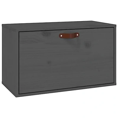 Image of vidaXL Wall Mounted Cabinet in Grey, Solid Pine Wood, Scandinavian Style, Storage Organizer, 60x30x35 cm
