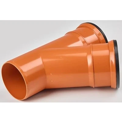 Image of 110MM Orange Underground Pipe Fittings, Push Fit Fittings Double Socket Single Y Branch Tee