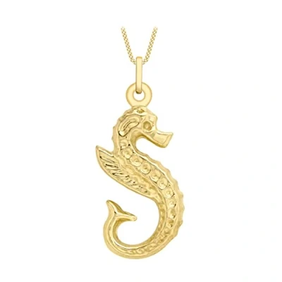 Image of Carissima Gold Women&#039;s 9ct Yellow Seahorse Pendant on Curb Chain Necklace of 46cm/18&quot;