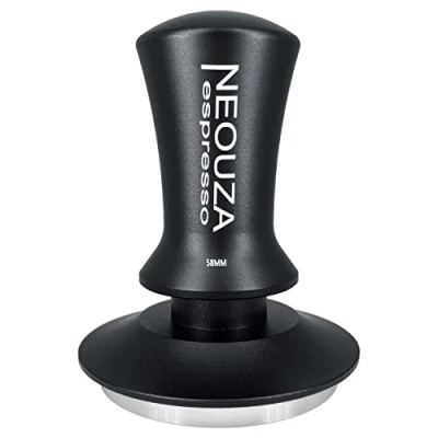 Image of NEOUZA Espresso Tamper Spring Loaded for Coffee Machine Accessories Tool,Anti Stick Self Leveling,Refined Handle,Stainless Steel Flat Base (58mm Matte Black)