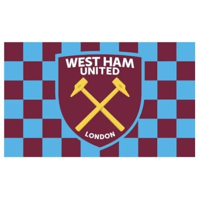 Image of West Ham United Chequered 5ft x 3ft Flag Authentic EPL