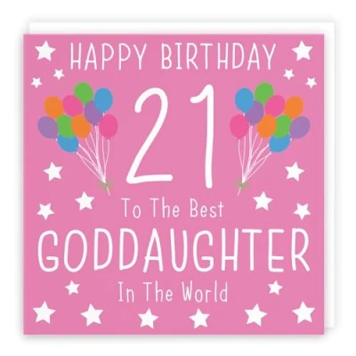 Image of Hunts England Goddaughter 21st Birthday Card Happy 21 To The Best In World Iconic Collection Fun Colourful