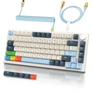 Image of ATTACK SHARK K85 Rapid Trigger Mechanical Keyboard with Coiled Cable, Magnetic Switch, Adjustable Actuation, Apex Pro TKL Wired RGB Gaming Keyboard, Support DKS/MT/TGL, Gasket Mount, Knob, for PC/Mac