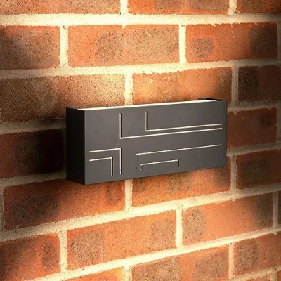 Image of Auraglow Outdoor Integrated LED Wall Light Mains Powered IP54 Modern Outside Lamp Grey