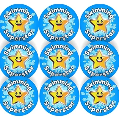 Image of 144 Swimming Rewards 30 mm Superstar Reward Stickers for School Teachers, Parents, Nursery