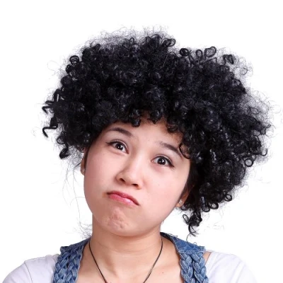 Image of HDE Neon Candy Color Afro Curly Clown Team Fanatic Halloween Costume Party Wig (Black)