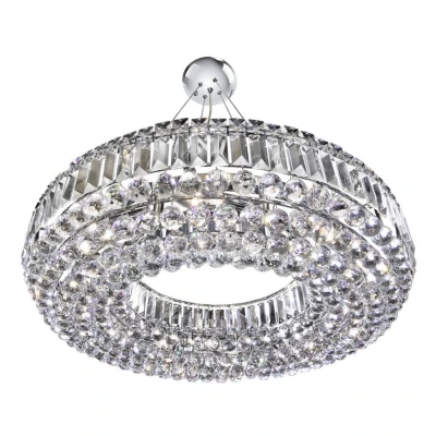Image of Vesuvius 10 Light Small Ceiling Pendant Chrome with Crystals, E14