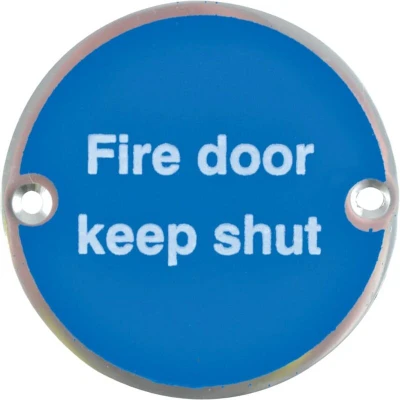Image of Matlock 76mm Circular Fire Door Keep Locked Sign SSS