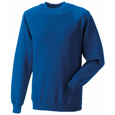 Image of Russell Athletic Mens Spotshield Raglan Sweatshirt (Bright Royal Blue) Navy/Blue Size Large